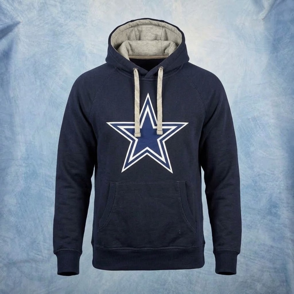 Antigua Dallas Cowboys Mens Medium Navy Blue Star Logo Pullover Hoodie Sweater
